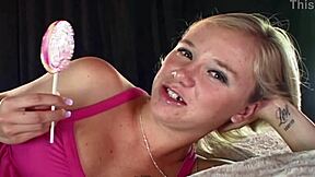 Blonde babe in lolicum introduction casting interview with dirty talk and food fetish!