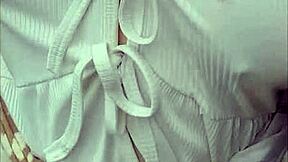 teacher walks braless on public road playing with her tits