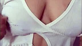 teacher walks braless on public road playing with her tits