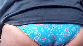 Wife's panties worn with teasing delight in intimate moments