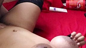 Huge tied tits bounce as boss pounds pussy