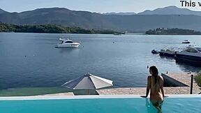 Gorgeous Monika Fox swims naked in pool in beautiful place free