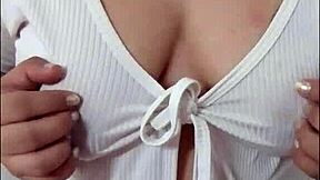 teacher walks braless on public road playing with her tits