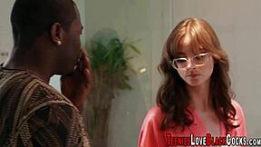 I feel this teen riding my huge black mamba cock with glasses on