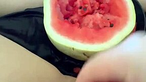 Arabian Snowwhite's Kinky Watermelon Insertion into Tight Teen Pussy