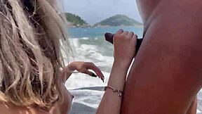 Blonde teen feels intense pleasure with big black lover on beach