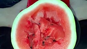 Arabian Snowwhite's Kinky Watermelon Insertion into Tight Teen Pussy