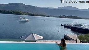 Gorgeous Monika Fox swims naked in pool in beautiful place free