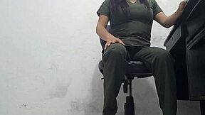 feminine doctor masturbates in front of patient while giving medical care, so hot!