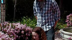 i pick up a real redhead ginger teen with saggy tits and bushy pussy for old young fun