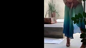 sensual amateur milf dances in costumes and nylons outdoors for voyeur pleasure