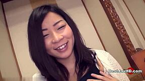 Asian babe with furry pussy enjoys oral and creampie orgasms