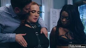 guy discovers submissive wife and ebony bff in fetish gear