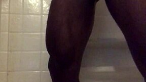 I enjoy stroking in the shower with my big black cock.