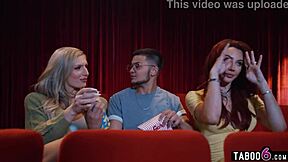 Two hot trannies tag team a guy with a pussy, using big cocks and monster dicks