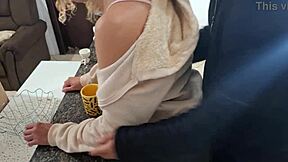 a stepdaughter surprised during breakfast