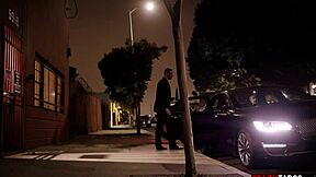 petite teen submits her body to two men in black suits for hardcore group sex