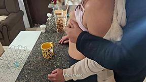 a stepdaughter surprised during breakfast