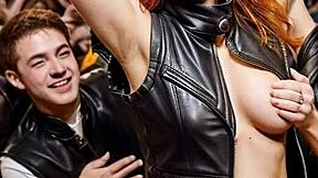 in this ai illustrated leather porn dream, she breaks out of the friendzone with outdoor bukkake and blowbang action in the garden