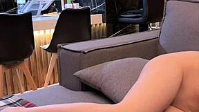 in the kitchen, the pov shows deep penetration of the petite brunette