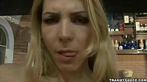 foxy blonde shemale strokes her schlong