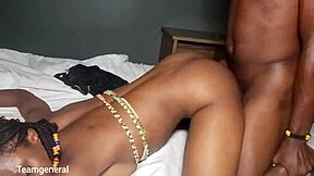 ebony skinny creamy girl begs for more submissive bedroom fucking with her curvy ass