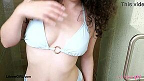 Adorable Brunette Beauty Enjoys a Shower