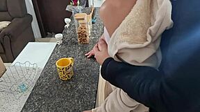 a stepdaughter surprised during breakfast