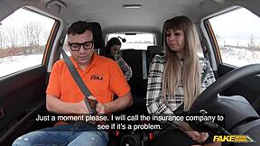Fake driving school - a threesome featuring two hot czech babes with perfect tits and ass