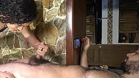 Thats I Call A Passionate Amateur Sex Standing Handjob While He Watching Porn Finishin In Her Belly