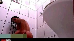 Beautiful Latina Amateur Taking Bath, Showing Tattooed Body