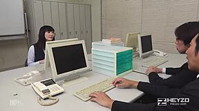 stress relief with new employee sucking hard