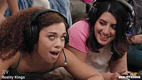 Gamer girls team up for co-op mode fucking