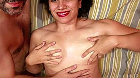 Couple indulges in passionate cum on tits action during intimate session