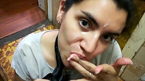blowjob facial cum on tie