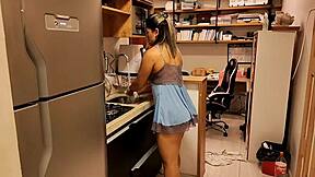 Hand Stuck In Kitchen Sink As Stepbrother Fucks Ass And Cums Inside