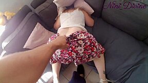 this big white ass stuck on the sofa, i take out my cock and fuck her doggy style