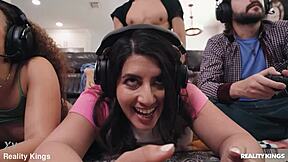 Gamer girls team up for co-op mode fucking