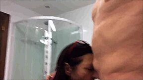 Amateurs engage in wild blowjob and couple sex madness in the bathroom