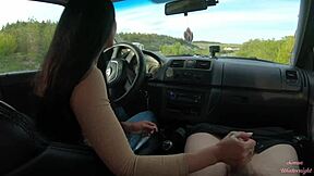 Public Road Car Handjob