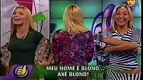 Blonde strips seductively on Brazilian TV