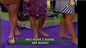 Blonde strips seductively on Brazilian TV