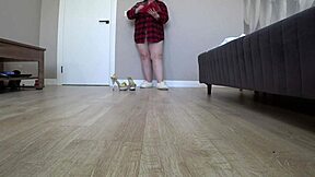 Home camera watches plump legs from below on the floor mature housewife changes into a sexy nurse uniform foot fetish