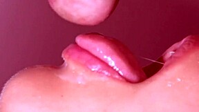 young stepmom gives close up blowjob, subtly suggesting taboo mother in law desires