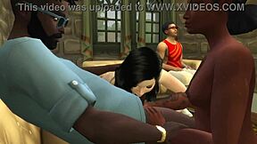 Public Bar Threesome: Big Cocks and Cumshots