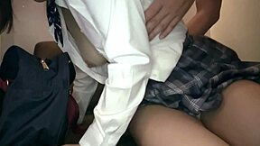 Real young lady super cute in school uniform gets raw sex negotiation with beautiful breasts and big ass