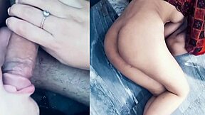 stepbrother intensely thrusts his penis into her mouth then stands to fuck until cumming on her