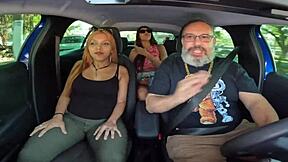 Kah Fox naked in the car during the ride