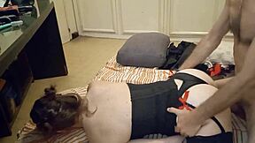 White Milf's Seductive Doggy in Corset and Panties, Licking Pussy and Asshole