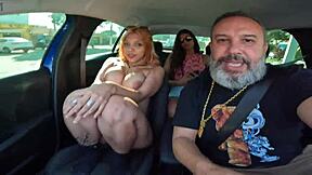 Kah Fox naked in the car during the ride